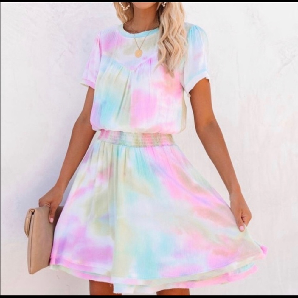 Babylon Tie Dye Smocked Dress